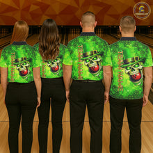 Load image into Gallery viewer, Funny Skull green shamrock pattern Bowling Shirt For Women Custom St Patrick Day team bowling jerseys NQS11663