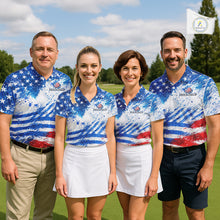 Load image into Gallery viewer, Red, White and Blue American Flag Golf Polo Shirts For Ladies Custom patriotic Team womens golf tops NQS11506