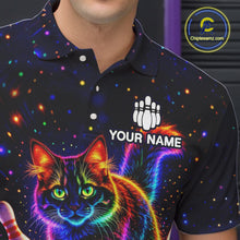 Load image into Gallery viewer, Personalized Bowling Shirts for Men Custom Cat Team Bowling Apparel, Colorful Neon bowling shirts NQS11517