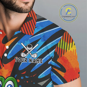 Custom Funny Colorful Graffiti Alligator Golf Polo Shirt For Men, Personalized best mens golf wear NQS10736