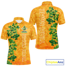 Load image into Gallery viewer, Orange pattern Green clovers St Patrick's Day Bowling Shirts for Men Custom Bowling Team jerseys NQS11696