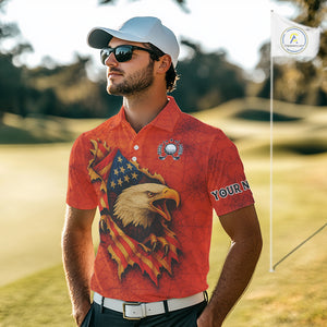 American Flag Eagle Orange spider web Halloween Golf Polo Shirt For Men Custom mens golf outfit NQS10774