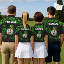 Load image into Gallery viewer, Black and Green Shamrock Funny Golf Polo Shirt For Men Custom St Patrick's Day mens golf outfit NQS11164
