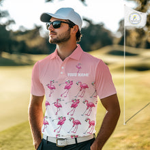 Load image into Gallery viewer, Funny Pink Flamingo Golf polo shirt for men custom Flamingo golfer pattern golf shirts NQS11714