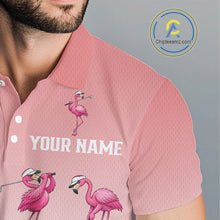 Load image into Gallery viewer, Funny Pink Flamingo Golf polo shirt for men custom Flamingo golfer pattern golf shirts NQS11714