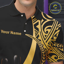 Load image into Gallery viewer, Black and Gold crown Bowling ball pins Polo, Quarter Zip Shirts for Men Custom Bowling Team jerseys NQS11592