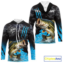 Load image into Gallery viewer, Hooded Largemouth Bass Fishing Jerseys For Men, Custom Bass Performance Fishing Apparel NHT513