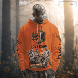 Deer Hunting Orange Hoodie, Long Sleeve Shirt Custom Name, Team Name Gift For Hunter NHT05