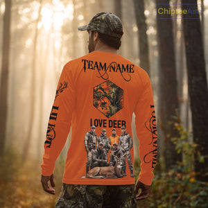 Deer Hunting Orange Hoodie, Long Sleeve Shirt Custom Name, Team Name Gift For Hunter NHT05