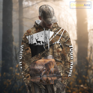 Deer Hunting 3D All Over Print Shirt Personalized Brown Fall Season Camo Hunting Clothes NHT204