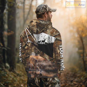 Deer Hunting 3D All Over Print Shirt Personalized Brown Fall Season Camo Hunting Clothes NHT204