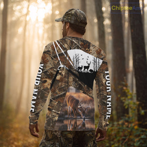 Deer Hunting 3D All Over Print Shirt Personalized Brown Fall Season Camo Hunting Clothes NHT204