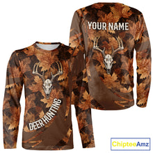 Load image into Gallery viewer, Skull Deer Hunting 3D Brown Camo Autumn Custom Name All Over Print Shirt Hunting Clothes NHT207
