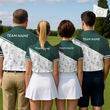 Load image into Gallery viewer, Green White Golf Pattern Mens Golf Tops Custom Gentleme Golf Shirts, Green Golf Tops NHT884