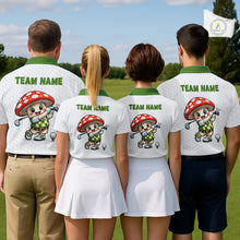 Load image into Gallery viewer, Funny Cartoon Mushroom Mens Golf Polo Shirt White Argyle Green Pattern Golf Shirt NHT890