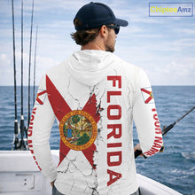 Load image into Gallery viewer, Florida Fishing Shirt Patriotic Florida Flag Long Sleeve Hooded UV Protection Fishing Jersey