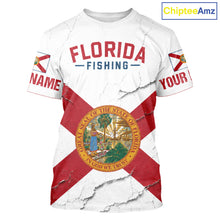 Load image into Gallery viewer, Florida Fishing T-shirts Patriotic Florida Flag  UV Protection Fishing Jersey 