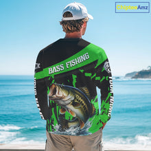 Load image into Gallery viewer, Custom Largemouth Bass Fishing Jerseys, Largemouth Bass Fishing Shirts Long Sleeve For Men|Green NHT727
