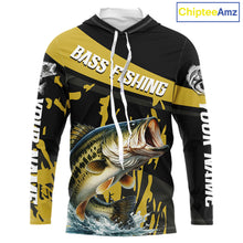 Load image into Gallery viewer, Custom Largemouth Bass Fishing Jerseys, Largemouth Bass Hooded Fishing Shirts Long Sleeve For Men|Yellow NHT728