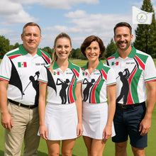 Load image into Gallery viewer, Mexican Flag White Golf Pattern Womens Polo Shirt Patriotic Womens Golf Shirt Mexico Golf Gifts NHT737