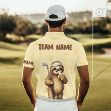 Load image into Gallery viewer, Funny Sloth Banana Mens Golf Polo Shirt Custom Golf Jerseys, Golf Apparel Gift For Golf Lovers NHT907