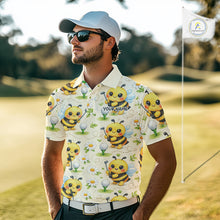 Load image into Gallery viewer, Funny Mens Golf Polo Shirt Custom Bee Pattern, Bee Golf Shirts For Team NHT541