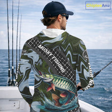 Load image into Gallery viewer, Northern Musky Hooded Fishing Shirt Long Sleeve Abstract Green Camo Performance Jersey For Men NHT926