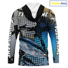 Load image into Gallery viewer, Tuna Hooded Fishing Shirt Blue Camo Custom Name, Tuna Fishing Team Jerseys NHT476