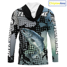 Load image into Gallery viewer, Chinook Salmon Hooded Fishing Shirt Gray Camo Custom Name, Chinook Salmon Fishing Team Jerseys NHT478