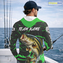 Load image into Gallery viewer, Custom Largemouth Bass Fishing Shirts Long Sleeve Hooded – Performance Tournament Jersey For Men| Green NHT772