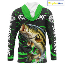 Load image into Gallery viewer, Custom Largemouth Bass Fishing Shirts Long Sleeve Hooded – Performance Tournament Jersey For Men| Green NHT772