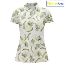 Load image into Gallery viewer, Green Tropical Womenss Golf Polo Shirts Custom Team White Golf Shirt For Golfer