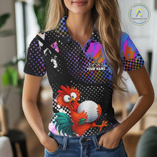 Load image into Gallery viewer, Custom Team Name Crazy Rooster Golf Polo Shirt Personalized Womens Performance Golf Jersey NHT952