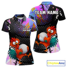 Load image into Gallery viewer, Custom Team Name Crazy Rooster Golf Polo Shirt  Personalized Womens Performance Golf Jersey