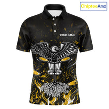 Load image into Gallery viewer, Personalized Mens Disc Golf Polo Shirt With Eagle Design, Customizable Name, Unisex Sports Jersey For Men|Yellow NHT812