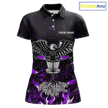 Load image into Gallery viewer, Personalized Womens Disc Golf Polo Shirt With Eagle Design, Customizable Name, Unisex Sports Jersey For Womens|Purple NHT813