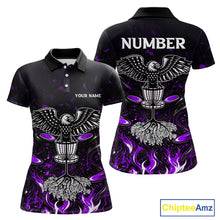 Load image into Gallery viewer, Personalized Womens Disc Golf Polo Shirt With Eagle Design, Customizable Name, Unisex Sports Jersey For Womens|Purple NHT813