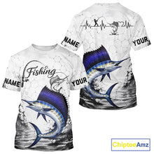 Load image into Gallery viewer, Custom Name Sailfish Fishing T - Shirt Performance, Sailfish Gift For Men 