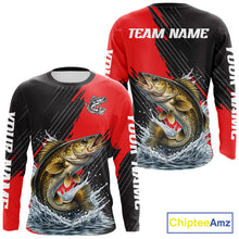 Load image into Gallery viewer, Walleye Fishing Long Sleeve Tournament Shirts, Personalized Walleye Fishing Jerseys NHT585