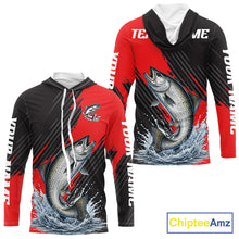 Load image into Gallery viewer, Hooded Chinook Salmon Fishing Long Sleeve Tournament Shirts, Personalized Salmon Fishing Jerseys NHT587
