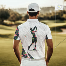 Load image into Gallery viewer, Flamingo Mens Golf Polo Shirts, Colorful Tropical Flamingo Pattern, Tropical Golf Shirt NHT590
