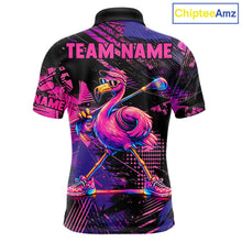 Load image into Gallery viewer, Funny Neon Flamingo Mens Golf Polo Shirt – Custom Personalized Golf Team Apparel 