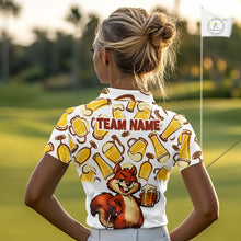 Load image into Gallery viewer, Custom Funny Squirrel Women's Golf Polo Shirts - Personalized Beer Lover Performance Jersey