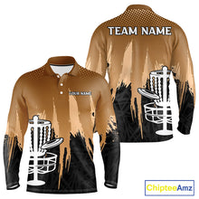 Load image into Gallery viewer, Mens Disc Golf Polo Shirts Custom Brown Gradient Grunge, Team Disc Golf Apparel Shirt NHT836