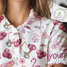Load image into Gallery viewer, Funny Golf Polo Shirt For Womens Cherry Flamingo Golf Cart Pattern Summer Sport Top NHT841