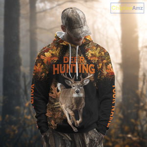 Deer Hunting Black With Camo Autumn - Personalized All Over Print Deer Hunting Clothes NHT182