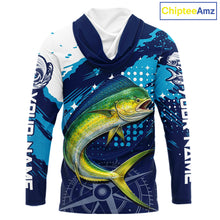 Load image into Gallery viewer, Custom Mahi Mahi Long Sleeve Hooded Fishing Shirts For Men, Design Mahi Mahi Fishing Jerseys NHT633