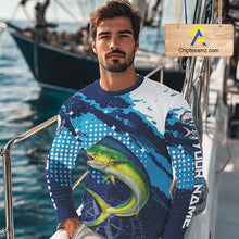 Load image into Gallery viewer, Custom Mahi Mahi Long Sleeve Fishing Shirts For Men, Design Mahi Mahi Fishing Jerseys NHT633