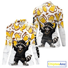 Load image into Gallery viewer, Funny Raccoon Beer Golf Polo Shirt Personalized Name Custom Golf Shirt Golfer Gift For Womens