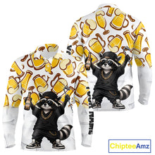 Load image into Gallery viewer, Funny Raccoon Beer Golf Polo Shirt Personalized Name Custom Golf Shirt Golfer Gift For Men